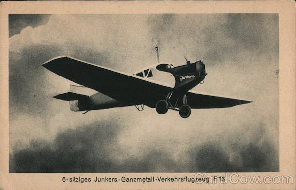 6-sitziges Junkers-Ganzmetall-Verkehrsflugzeug F 13