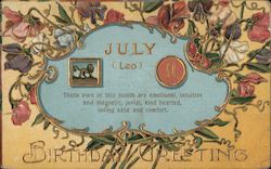 July (Leo) Birthday Greetings Postcard