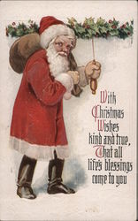 With Christmas Wishes kind and true, That all life's blessings come to you Santa Claus Postcard Postcard Postcard