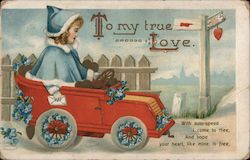 To My True Love - With auto speed I come to thee Children Postcard Postcard Postcard
