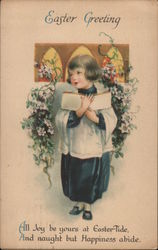 Easter Greeting-Choir Boy with Hymn book With Children Postcard Postcard Postcard