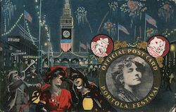 A Night Scene on Market Street During the Portola Festival Postcard