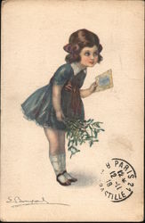 Girl Delivering Postcard Postcard
