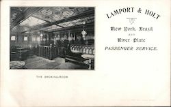 Lamport & Holt Passenger Service, New York, Brazil: The Smoking Room Postcard