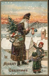 A Merry Christmas - Santa in Purple Postcard