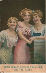 Three Queens Looking for a Jack - Are You Game? Postcard
