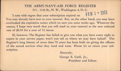 The Army-Navy-Air Force Register Correspondence Card Postcard
