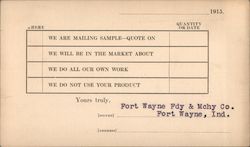 Fischer Special Mfg. Co. Correspondence Card Postcard