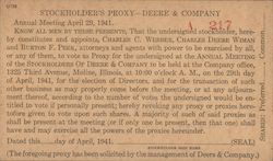 Stockholder's Proxy Form -- John Deere & Company Postcard