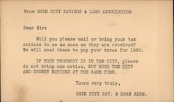 Correspondence Card From Gate City Savings & Loan Association Postcard