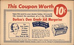 This Coupon Worth 10 cents Towards Purchase of Durkee's Margarine Postcard