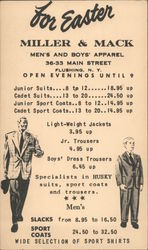 For Easter - Miller & Mack - Men's and Boy's Apparel Postcard