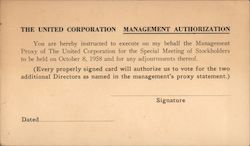 The United Corporation Correspondence Card Postcard