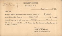 Jury Duty at Criminal Superior Court, High Point NC Postcard
