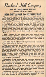 Rowland Hill Company, Brooklyn, New York Postcard