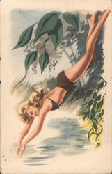 A Woman Diving into Water Postcard