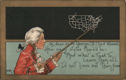 George Washington Looking at Map of United States Postcard
