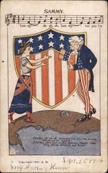 Musical Refrain From "Sammy" - Uncle Sam Postcard