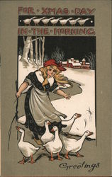 Greetings - For Christmas Day in the Morning Postcard