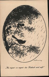 Fairies and a Cuckoo Bird in the Rain Postcard