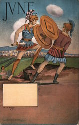 Gladiators Fighting - June Postcard