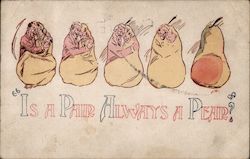 I a Pair Always a Pear? Couple Turns into Pear Comic, Funny Postcard Postcard Postcard