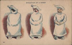 Evolution of a Baker: Bag of Flour Into a Baker Postcard