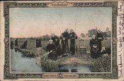 Monks Fishing Postcard