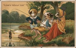 Love's Labour Lost - Hampsters Fishing Mice Postcard Postcard Postcard