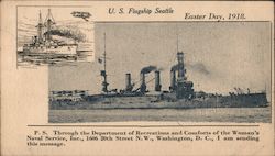 U.S. Flagship Seattle Easter Day, 1918. Postcard