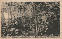 Camouflaged French Heavy on R.R. Car Near Vienne-le-Chateau (Marne) Postcard