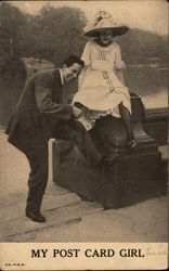 Man and Woman Posing by Water: "My Post Card Girl" Postcard
