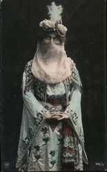 Woman Wearing Veil Postcard