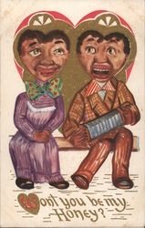 Couple on Bench: Won't You Be My Honey? Postcard