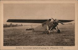 Junkers-Ganzmetall-Verkehrsflugzeug für 3 Personen K 16 Aircraft Postcard Postcard Postcard