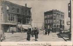 Chelsea Square and Savings Bank Ruins Postcard