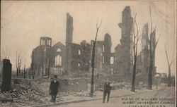 Ruins of Williams School & First Universalist Church Postcard