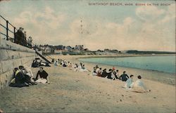 Scene on the Beach Winthrop Beach, MA Postcard Postcard Postcard