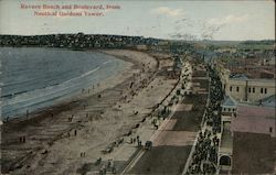 Revere Beach and Boulevard From Nautical Gardens Tower Massachusetts Postcard Postcard Postcard