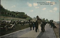 Promenading on the Boulevard Revere Beach, MA Postcard Postcard Postcard