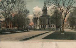 Town Hall and High School Middleboro, MA Postcard Postcard Postcard