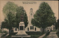 Baptist Church & Soldiers Monument Warner, NH Postcard Postcard Postcard