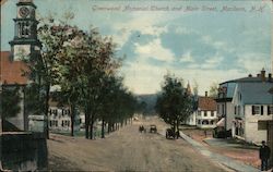 Greenwood Memorial Church and Main Street Marlborough, NH Postcard Postcard Postcard