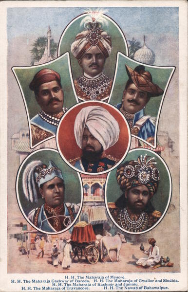 The Maharaja of Mysore, Gaekwar of Baroda, Gwalior and Shidhia,Kashmir and Jammu, Travancore and Nawab of Bahawalpur