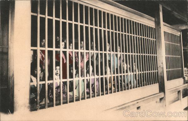Caged Prostitutes in the Yoshiwara District Tokyo Japan
