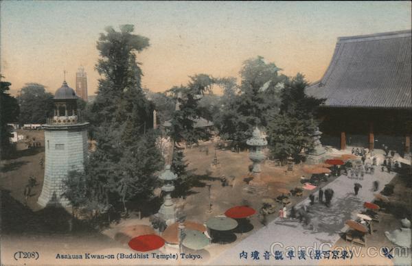 Asakusa Kwan-on(Buddhist Temple), Tokyo Japan Postcard