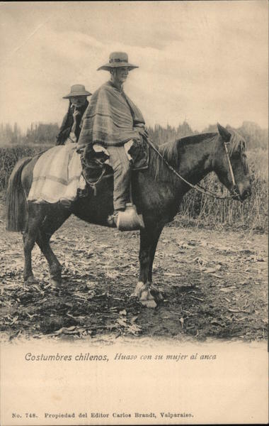 Costumbres Chilenos, Huaso con su muher al anca