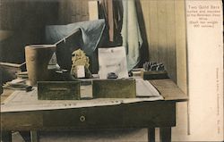 Two gold bars,melted and moulded at the Robinson Deep Mine. Postcard