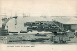 Port Louis harbour with Customs Wharf Postcard