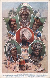 The Maharaja of Mysore, Gaekwar of Baroda, Gwalior and Shidhia,Kashmir and Jammu, Travancore and Nawab of Bahawalpur India Postc Postcard